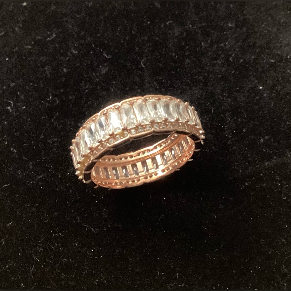 Lulea Rose Gold Crystal Baguette Eternity Band - Size 8